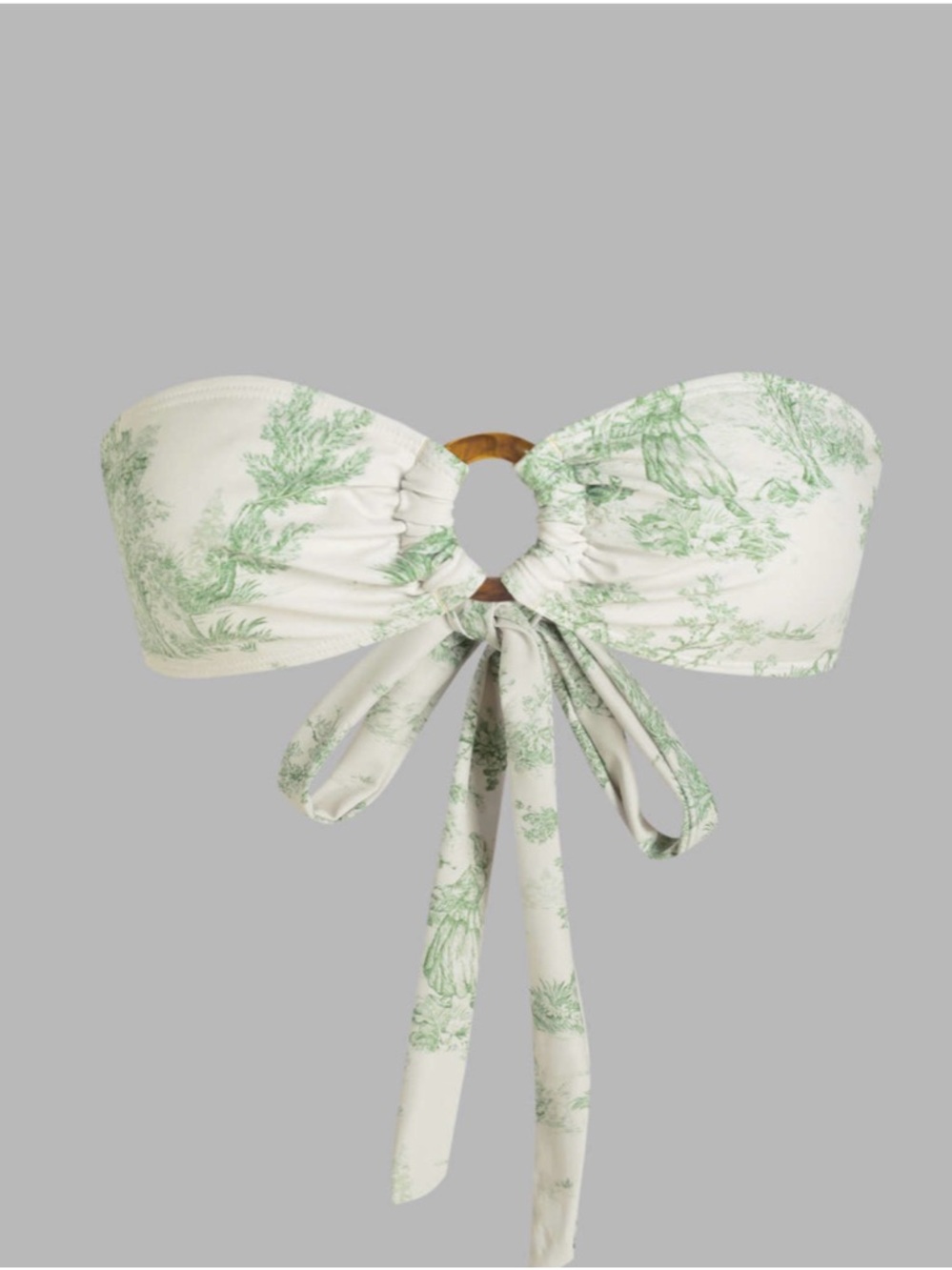 High-Waist Green Toile Print Bikini Set